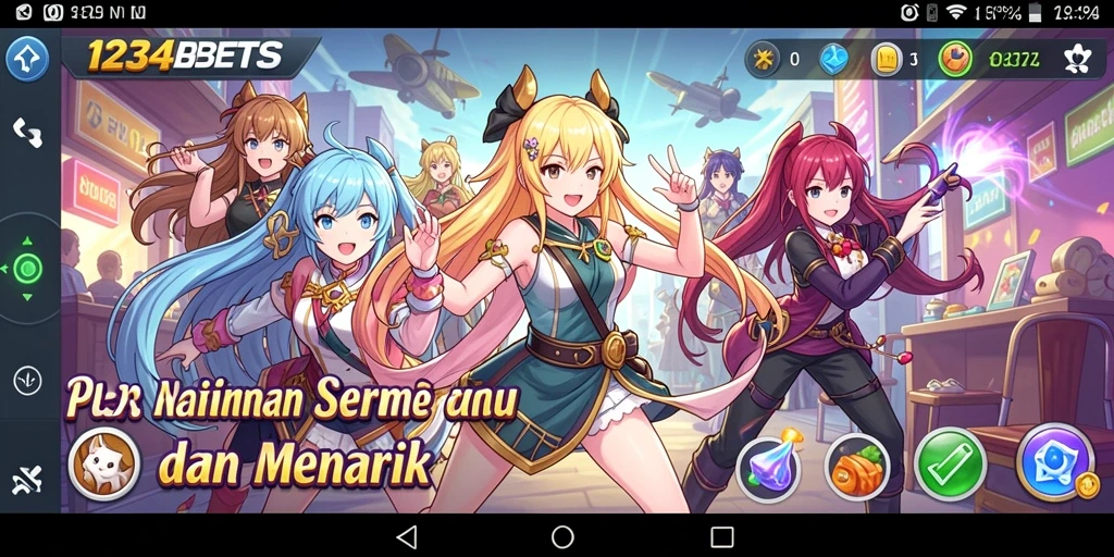 Tampilan gameplay seru dari 1234BETS dengan karakter anime menarik.