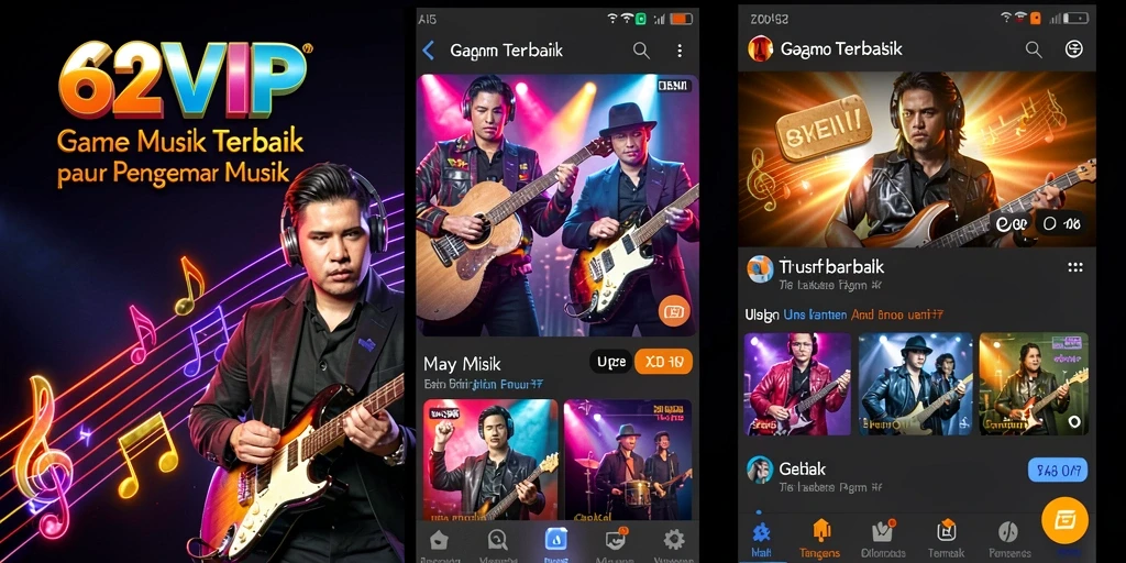 Gameplay 62VIP menampilkan interaksi pengguna dengan musik.