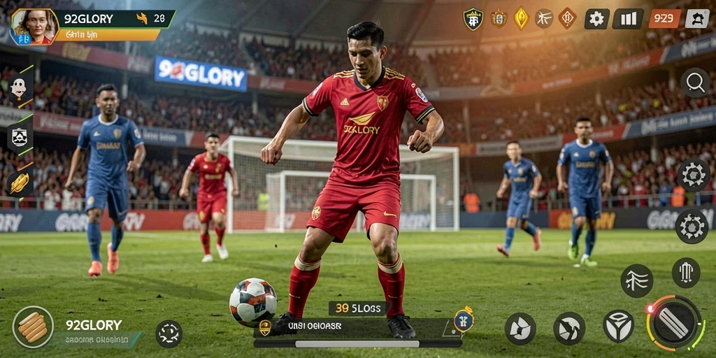 Screenshot utama <strong>92GLORY</strong> menampilkan gameplay seru dalam kompetisi olahraga.