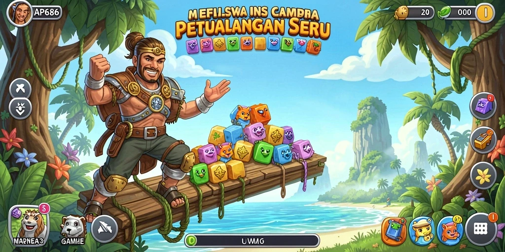 Screenshot utama AP686 menunjukkan gameplay seru dalam mencocokkan item.