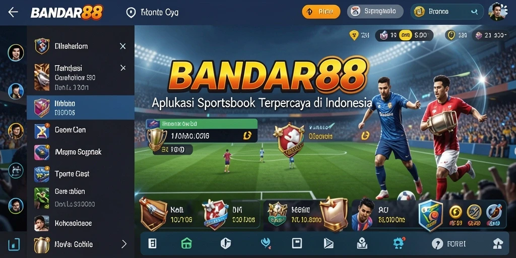 Screenshot utama BANDAR88 menampilkan antarmuka aplikasi Sportsbook.
