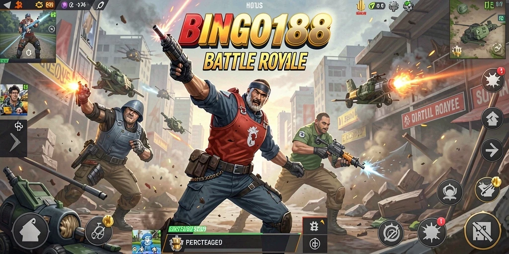 Tampilan aksi di tengah pertempuran Battle Royale di BINGO188.