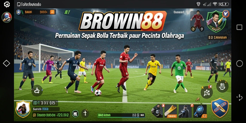 Tampilan menakjubkan dari game sepak bola BROWIN88 saat bermain.