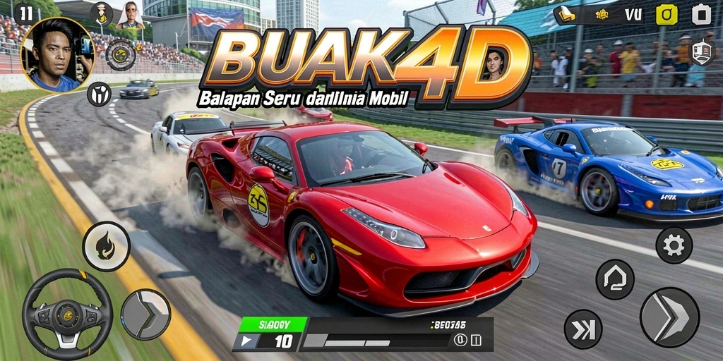Gameplay seru BUAH4D dengan mobil balap penuh aksi.