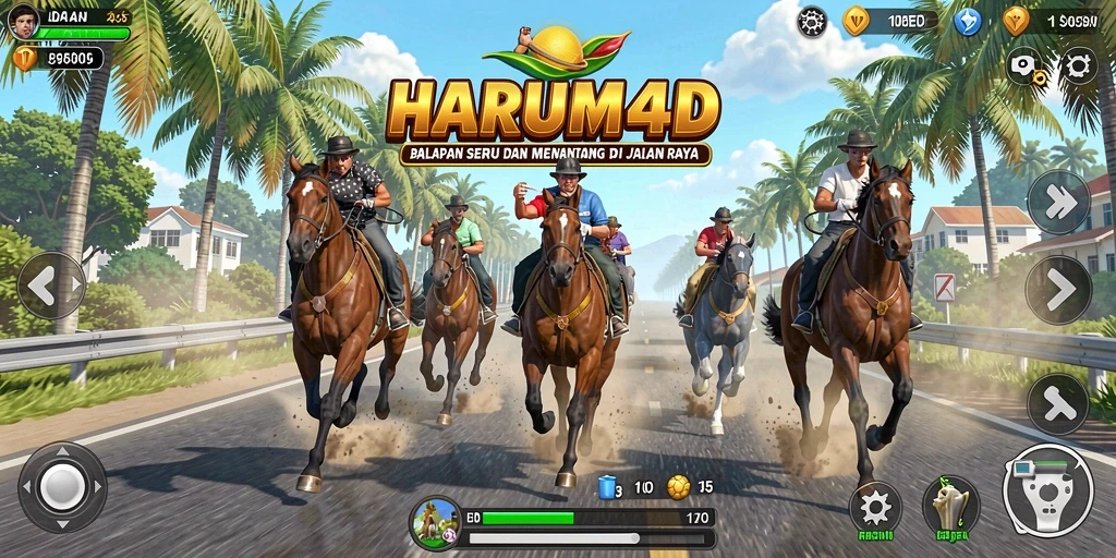 Tampilan gameplay HARUM4D yang menakjubkan saat balapan di lintasan.
