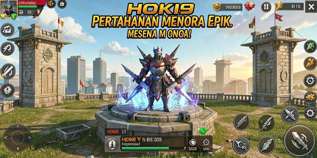 Screenshot menampilkan pertarungan menara dalam HOKI9 yang seru.