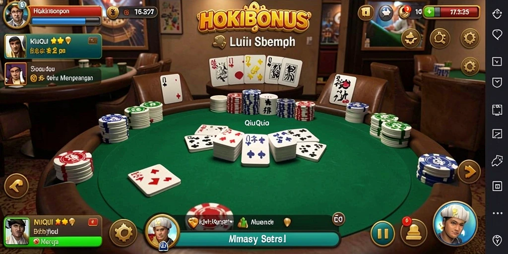Tampilan gameplay dinamis HOKIBONUS dengan pemain berkompetisi.