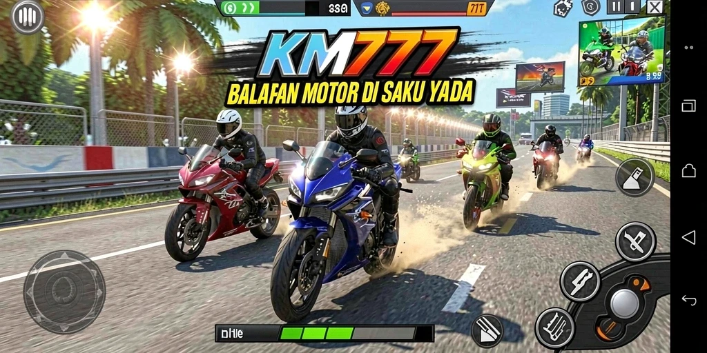 Tampilan gameplay motor balap yang mendebarkan.