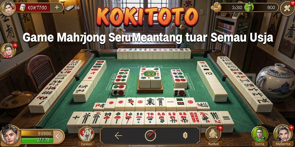 Screenshot utama gameplay KOKITOTO menunjukkan keseruan permainan Mahjong.