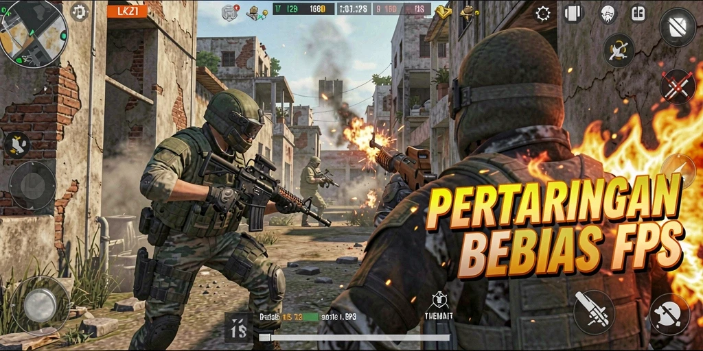 Tangkapan layar menunjukkan aksi intens dalam permainan FPS LK21.