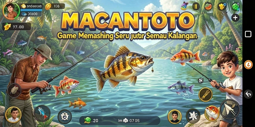 Screenshot gameplay menampilkan momen seru saat memancing di MACANTOTO.