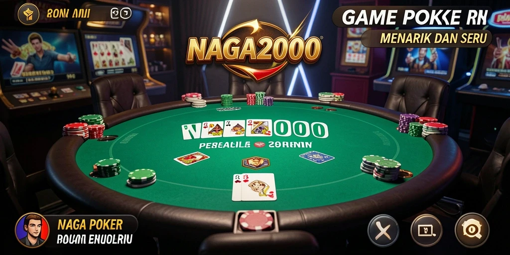 Screenshot gameplay NAGA2000 menampilkan suasana permainan poker yang menegangkan.