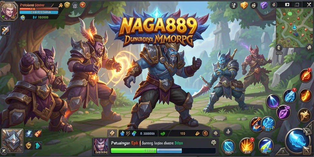 Tampilan gameplay NAGA889 yang menampilkan pertempuran epik dan eksplorasi dunia.