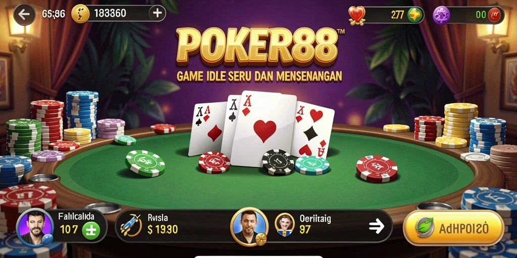 Screenshot POKER88 menampilkan gameplay yang seru dalam suasana santai.