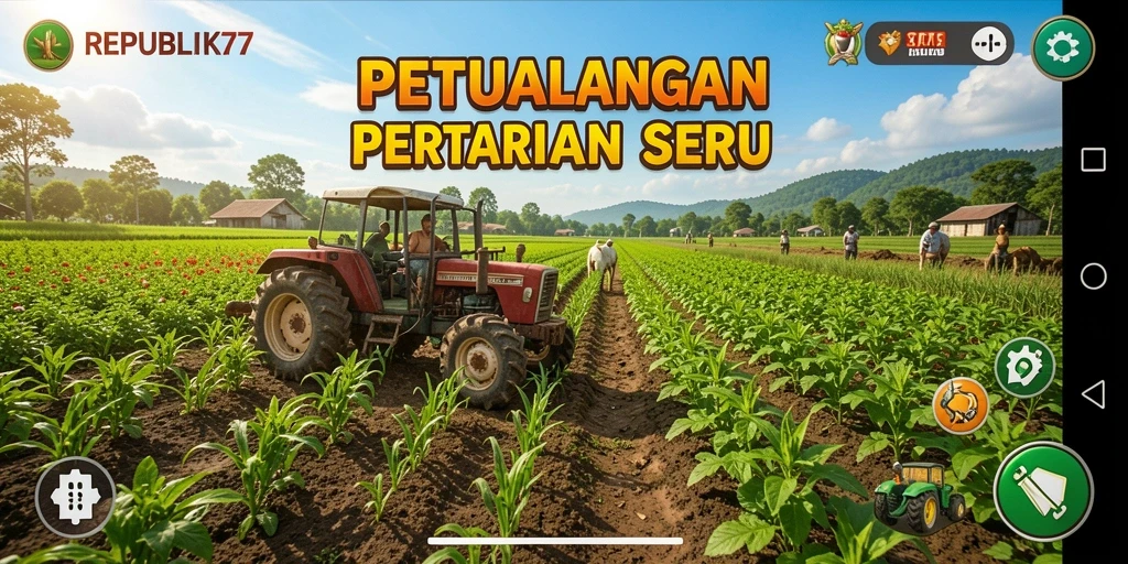Screenshot gameplay <strong>REPUBLIK77</strong> menunjukkan keindahan pertanian yang dapat Anda bangun.