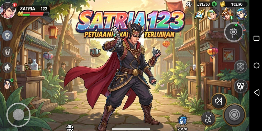 Screenshot SATRIA123 menampilkan pertarungan seru antara karakter Anime.
