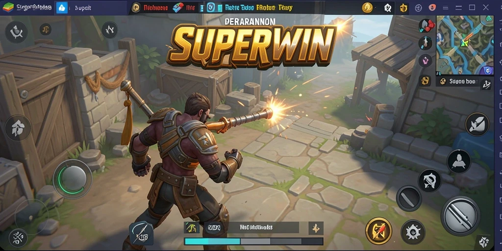 Tangkapan layar gameplay SUPERWIN yang menampilkan aksi Battle Royale mendebarkan.