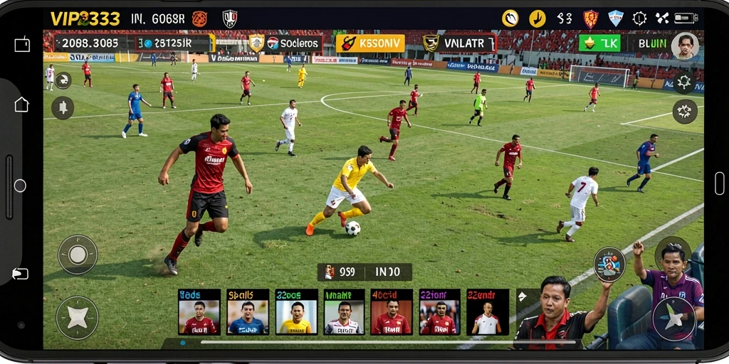 Screenshot menampilkan aksi mendebarkan dalam game sepak bola VIP333.