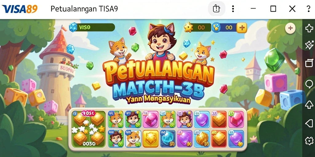 Tampilan gameplay <strong>VISA89</strong> saat mencocokkan elemen dalam suasana ceria.