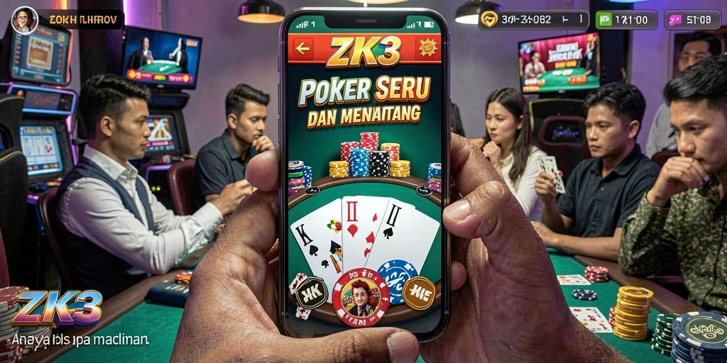Tampilan antarmuka permainan Poker yang menarik dan interaktif.